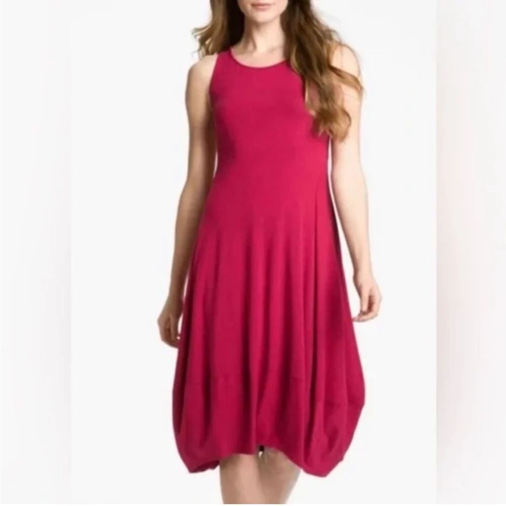 Eileen Fisher Pink Lantern Bubble Hem Jersey Tank Dress Sleeveless size Small